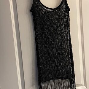 Black Fringe Sleeveless Dress